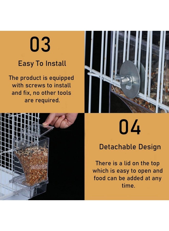هامليدي وحدة تغذية الطيور الأوتوماتيكية بدون فوضى، حاوية طعام، محطة تغذية، قفص بحث عن الطعام، ملحقات أكريليك مناسبة للببغاوات والكوكاتو والكناري وطيور الحب (شفافة) - Image 4