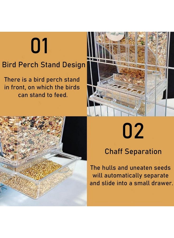 هامليدي وحدة تغذية الطيور الأوتوماتيكية بدون فوضى، حاوية طعام، محطة تغذية، قفص بحث عن الطعام، ملحقات أكريليك مناسبة للببغاوات والكوكاتو والكناري وطيور الحب (شفافة) - Image 3
