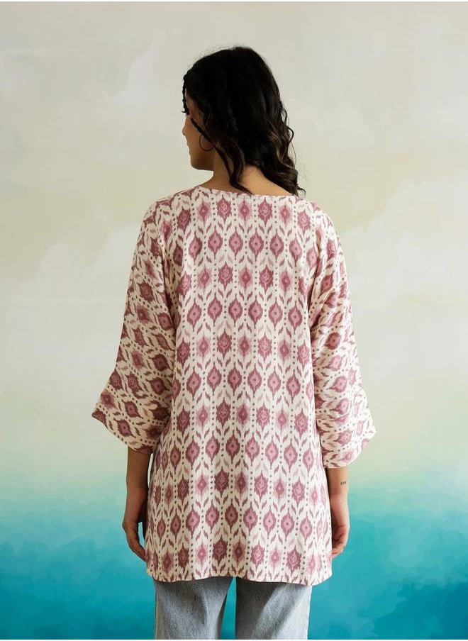 sanskrutihomes All-Over Floral Print V-Neck Cotton Top by Styli  - Image 2