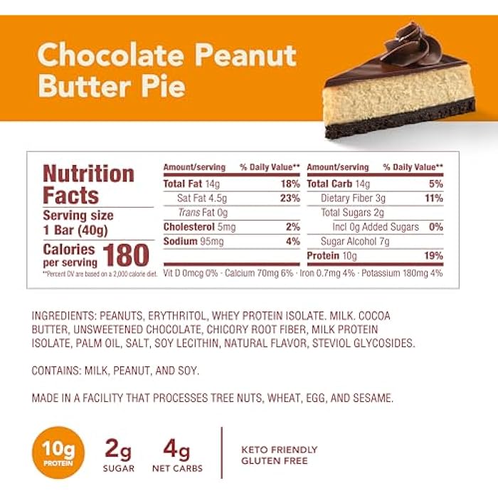 think! Keto Protein Bars, Healthy Low Carb, Low Sugar, Gluten Free Snack with No Artifical Sweeteners, 4G Net Carbs & 10G of Whey Protein - Chocolate Peanut Butter Pie (5 Count) - Image 5