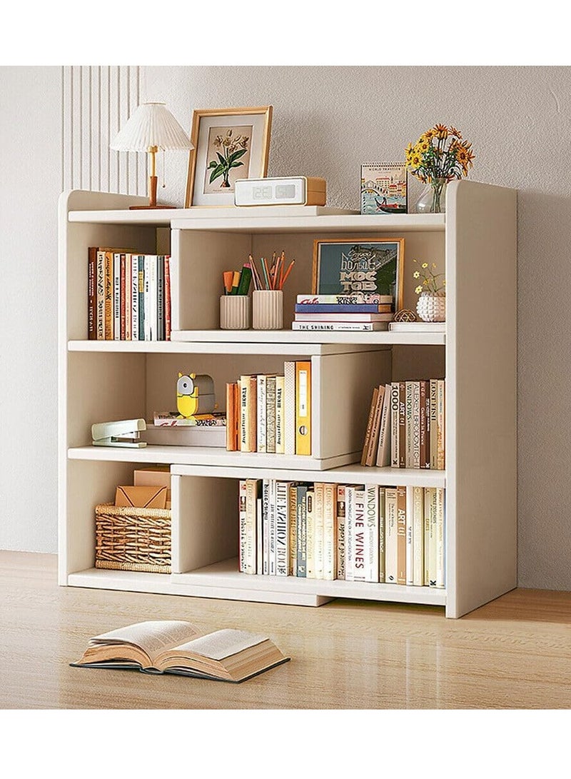 Generic Bookcase 4 Tier Scalable Bookshelf Storage Cabinet Extendable Length 60-110cm Corner Bookcase Wooden Storage Rack Kitchen Storage Shelf for Library,Home,Office,(White) - Image 1