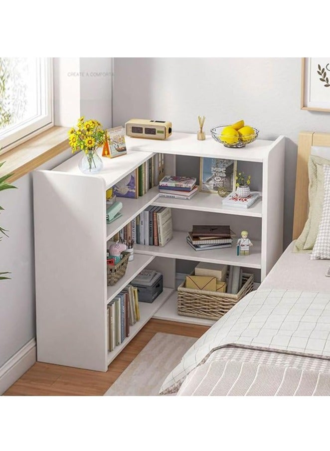 Generic Bookcase 4 Tier Scalable Bookshelf Storage Cabinet Extendable Length 60-110cm Corner Bookcase Wooden Storage Rack Kitchen Storage Shelf for Library,Home,Office,(White) - Image 3