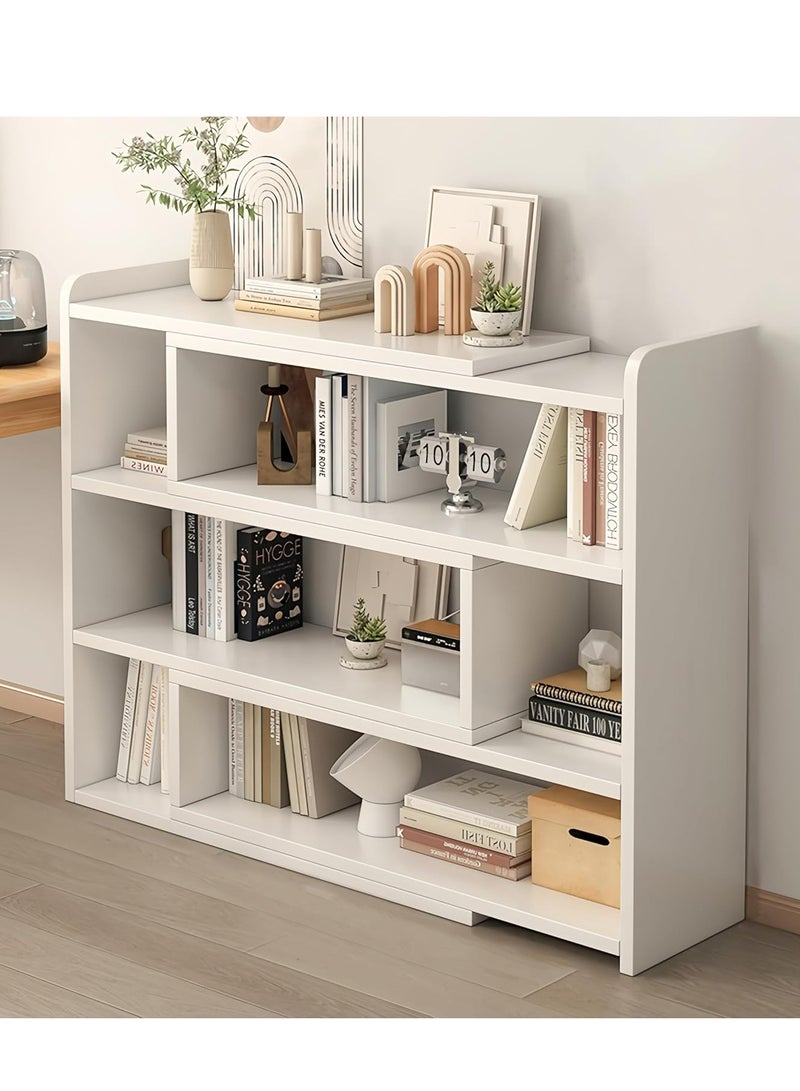 Generic Bookcase 4 Tier Scalable Bookshelf Storage Cabinet Extendable Length 60-110cm Corner Bookcase Wooden Storage Rack Kitchen Storage Shelf for Library,Home,Office,(White) - Image 2