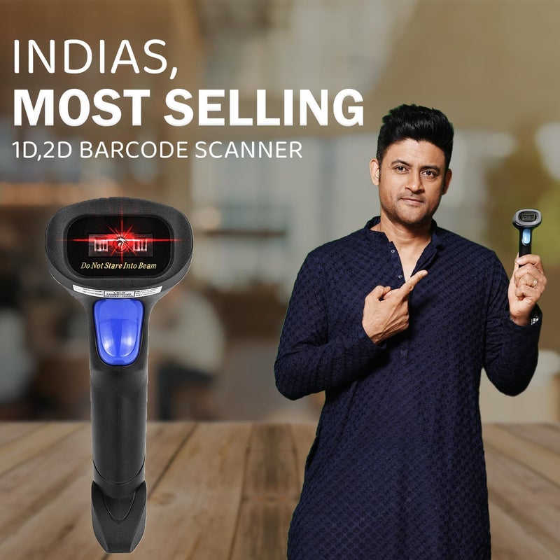 SHREYANS ماسح ضوئي USB لرموز 1D/2D/QR لتجربة مسح سريعة وعالية السرعة | قارئ باركود محمول سلكي | معتمد من BIS | ضمان لمدة 2 سنوات - Image 2