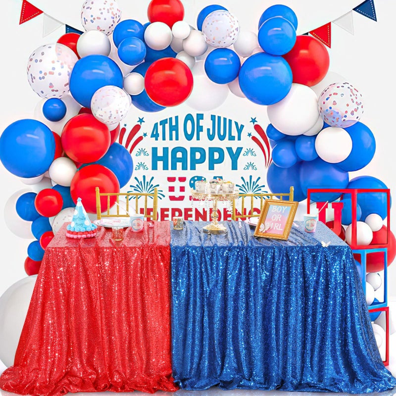 كوين دريم QueEndream equin tablecloth Royal Blue Party Decorations: 60x102 Inch Glitter Table Cloth for Wedding Defressions الذكرى السنوية - Image 2