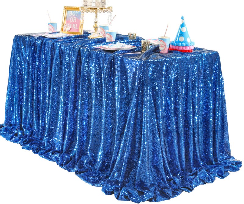 كوين دريم QueEndream equin tablecloth Royal Blue Party Decorations: 60x102 Inch Glitter Table Cloth for Wedding Defressions الذكرى السنوية - Image 1