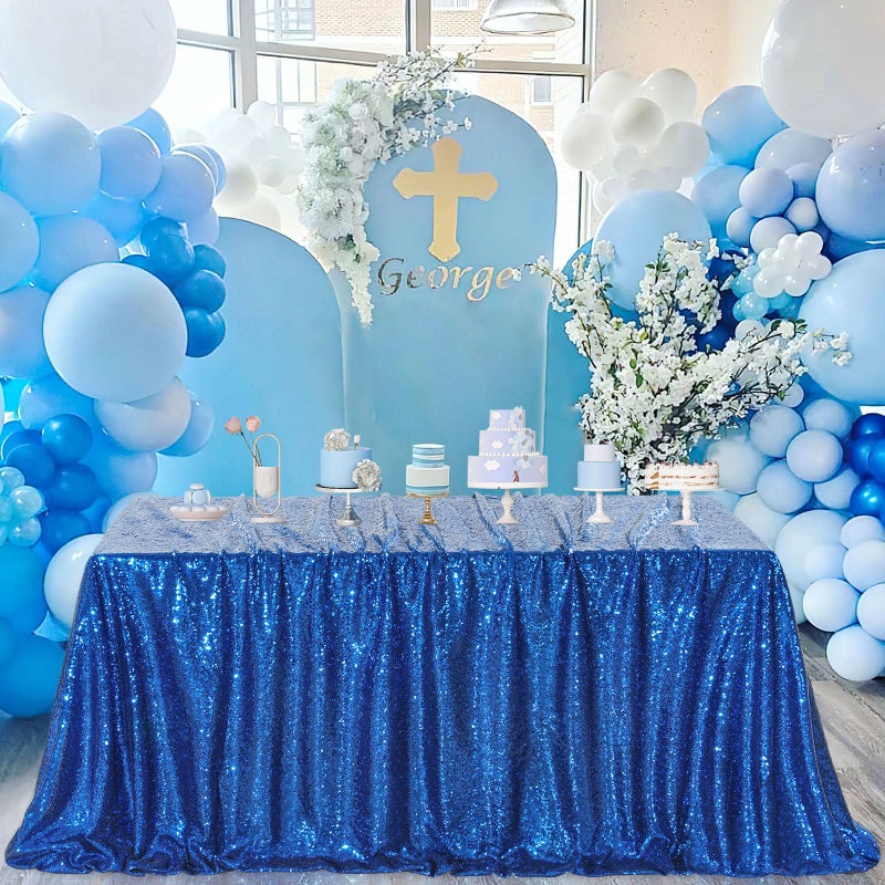 كوين دريم QueEndream equin tablecloth Royal Blue Party Decorations: 60x102 Inch Glitter Table Cloth for Wedding Defressions الذكرى السنوية - Image 5
