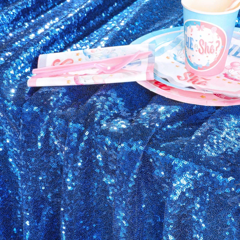 كوين دريم QueEndream equin tablecloth Royal Blue Party Decorations: 60x102 Inch Glitter Table Cloth for Wedding Defressions الذكرى السنوية - Image 3