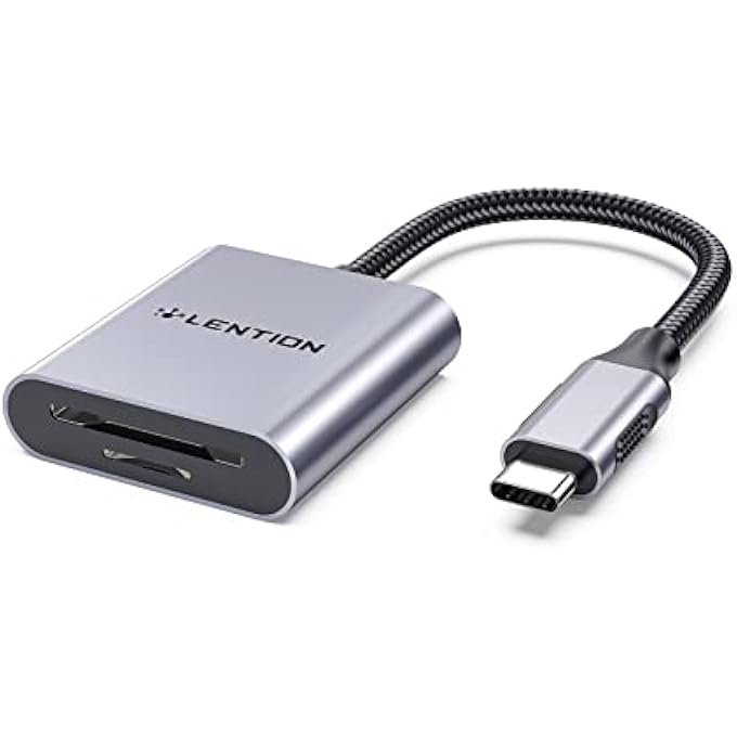 Lention USB C TO SD/MICRO SD CARD READER, TYPE C SD 3.0 CARD ADAPTER COMPATIBLE 2025-2016 MACBOOK PRO 13/14/15/16, NEW MAC AIR/IPAD/SURFACE, CHROMEBOOK, MORE, STABLE DRIVER CERTIFIED (CB-C8, GRAY) - Image 1