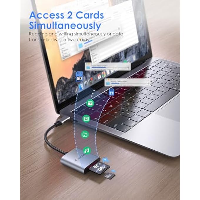 Lention USB C TO SD/MICRO SD CARD READER, TYPE C SD 3.0 CARD ADAPTER COMPATIBLE 2025-2016 MACBOOK PRO 13/14/15/16, NEW MAC AIR/IPAD/SURFACE, CHROMEBOOK, MORE, STABLE DRIVER CERTIFIED (CB-C8, GRAY) - Image 2