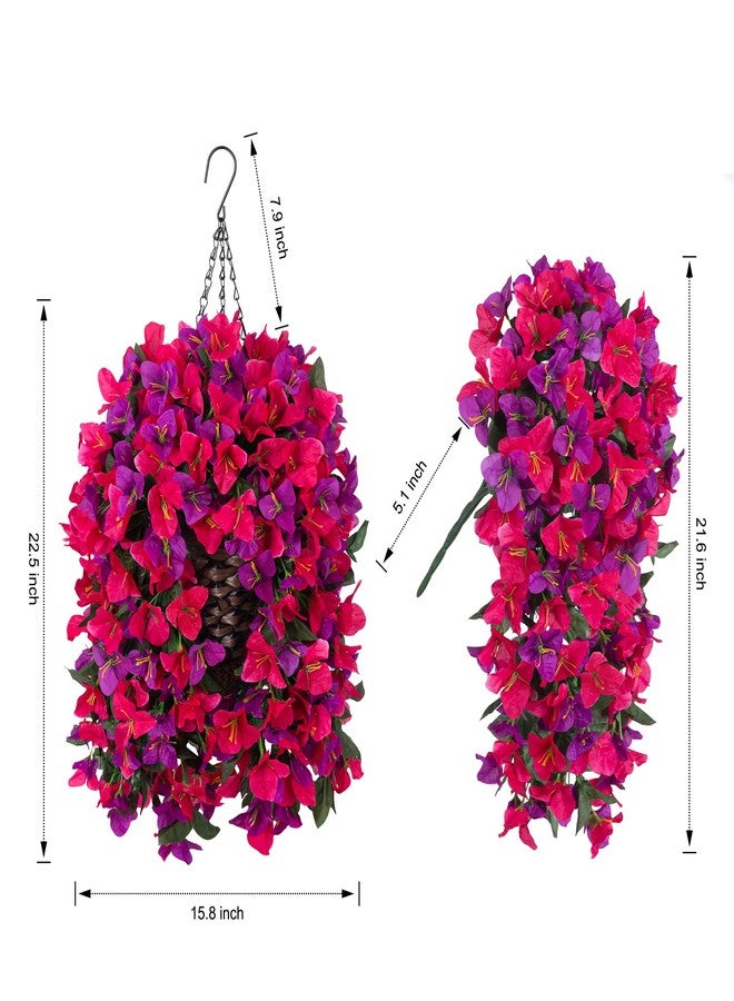 Ivydale Bougainvillea Artificial Hanging Fake Flowers with Basket for Outdoors Decoration, Faux Silk Flowers UV Resistant Fake Plants Long Vines Realistic for Outside Front Door Porch Patio, Fuchsia Hotpink - Image 2