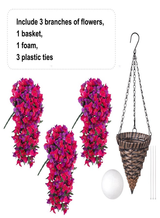 Ivydale Bougainvillea Artificial Hanging Fake Flowers with Basket for Outdoors Decoration, Faux Silk Flowers UV Resistant Fake Plants Long Vines Realistic for Outside Front Door Porch Patio, Fuchsia Hotpink - Image 5