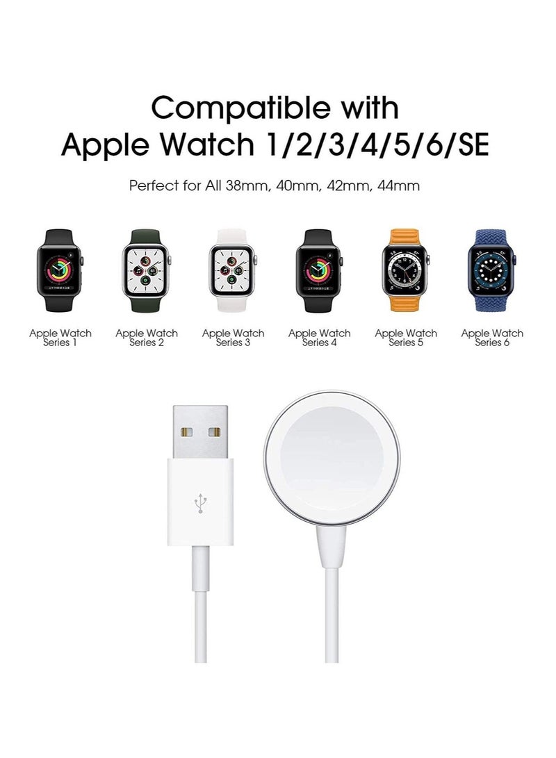HRXFor iWatch Charger Wireless Smart Watch Magnetic Charging Cable, [MFi Certified] Wireless Charging Pad Cord For Apple Watch Series 6/SE/5/4/3/2/1 Compatible Size 44mm/42mm/40mm/38mm - White - Image 2