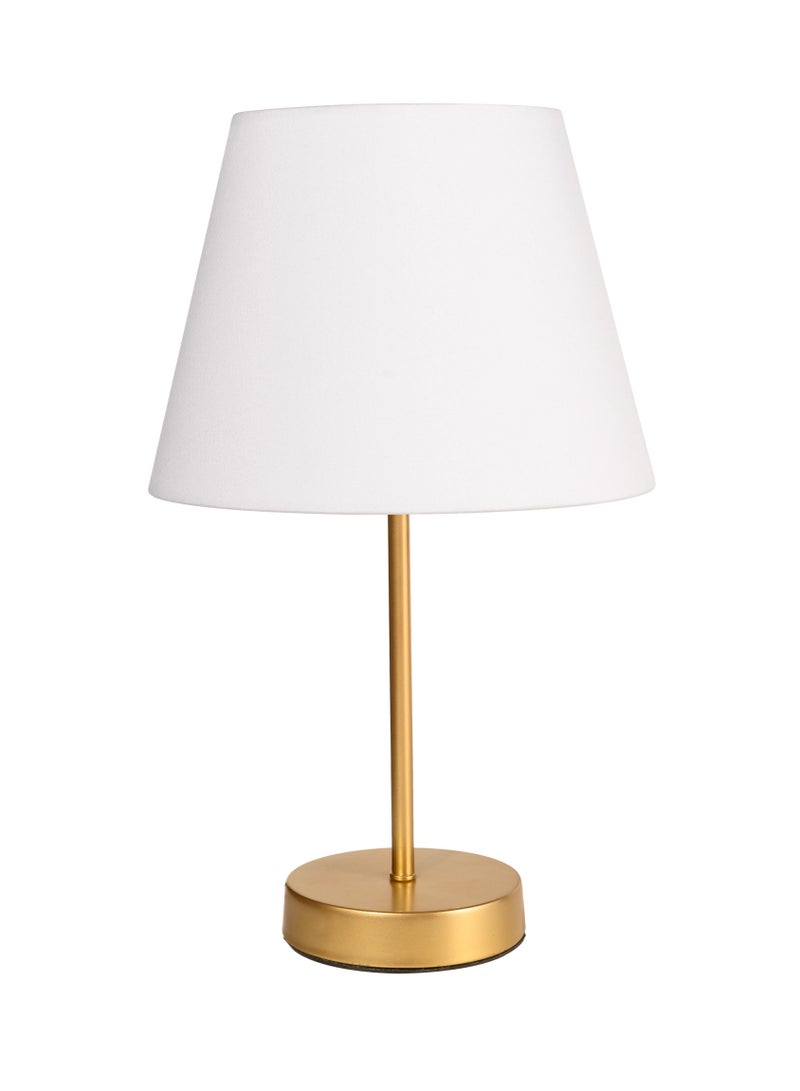 الروضة للإضاءة اباجورة شكل مميز وانيق بشابوة قماش فريد معدن - اباجورة مودرن لغرف النوم والمعيشة | اللون: أبيض | المقاس: 45x25x25 سم - Image 1