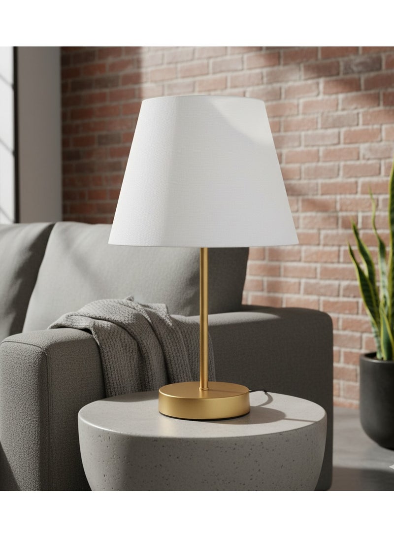 الروضة للإضاءة اباجورة شكل مميز وانيق بشابوة قماش فريد معدن - اباجورة مودرن لغرف النوم والمعيشة | اللون: أبيض | المقاس: 45x25x25 سم - Image 2