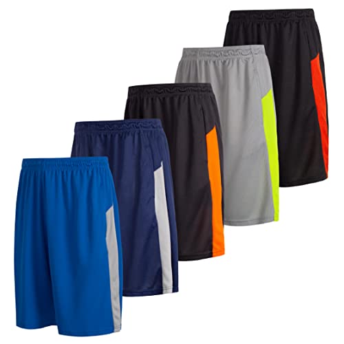 Essential Elements 5 Pack: Men's Dry-Fit Sweat Resistant Active Athletic Performance Shorts - Image 1