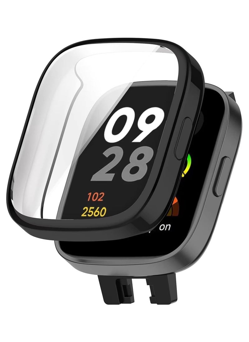 Generic Plating Case For xiaomi Redmi Watch 3 (Not Redmi Watch 3 Active/Redmi Wtch 3 lite) Smart Watch Strap Full Bumper TPU Protective Cover Accessories Screen Protector (Black)  - Image 1