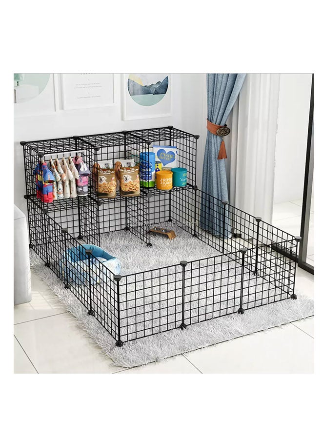 حظيرة لعب الحيوانات الأليفة للكلاب والجراء والقطط قفص للحيوانات الصغيرة محمول داخلي سلك معدني - Image 1