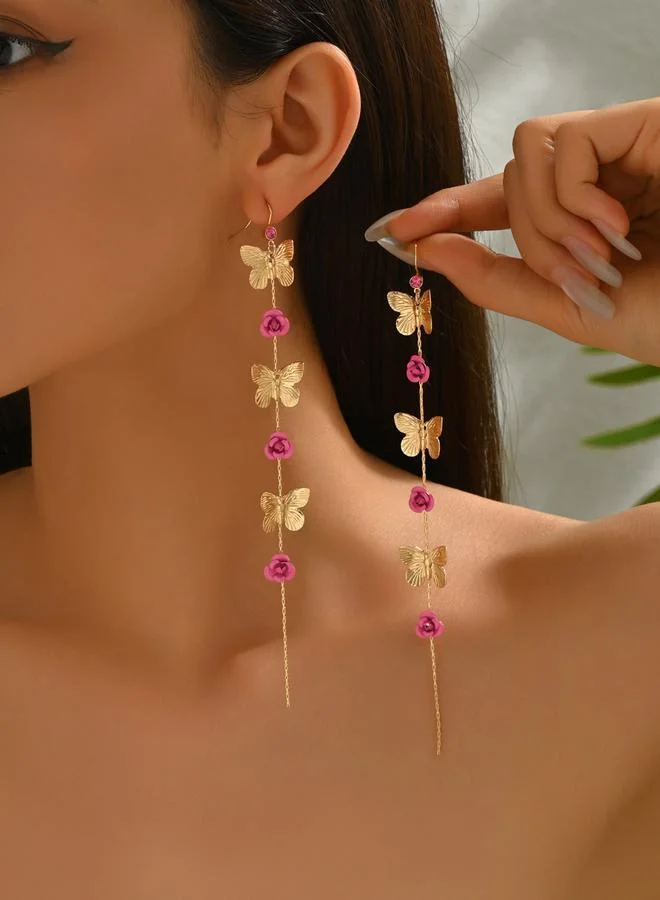 تايك تو أقراط ذهبية متدلية بتصميم فراشة