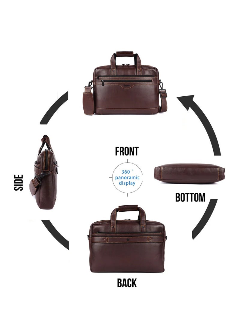 LAVERI LEATHER LAVERI Laptop Bag for Men - Leather Messenger Bag for Office - Fits up to 15 Inch Laptop - Shoulder Bag with Multiple Compartments - Executive Leather Bag for Work/Travel/Casual  - 2815  - Image 5
