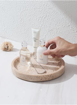Natural Travertine Round Marble Tray – Elegant Beige Stone Serving Tray - pzsku/Z611B55CBEA7323F64C21Z/45/_/1740733156/ff83f318-399c-4e84-af93-bd937aacc78e