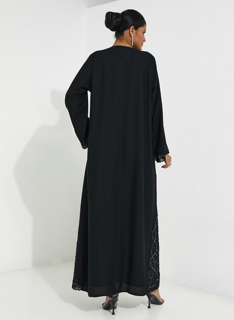 Rosette Abaya Abaya with sides Danteil  embroidery & sleeves - Image 4