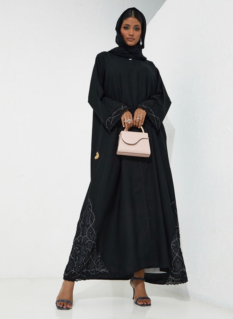 Rosette Abaya Abaya with sides Danteil  embroidery & sleeves - Image 1