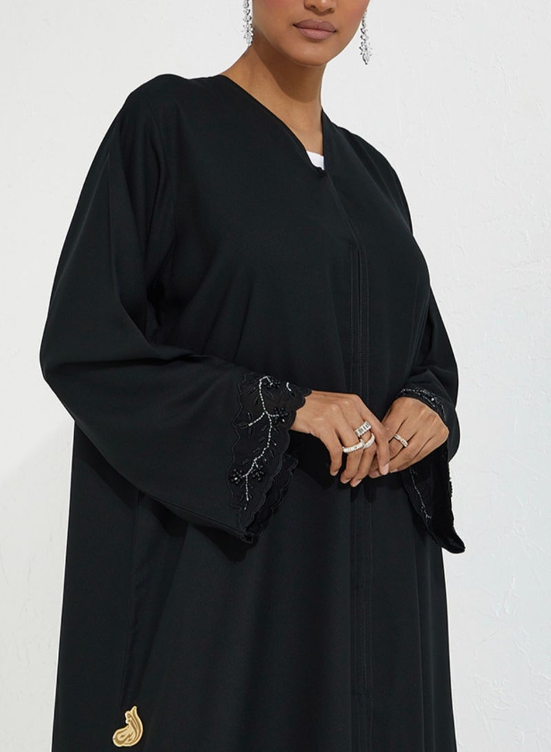 Rosette Abaya Abaya with sides Danteil  embroidery & sleeves - Image 2