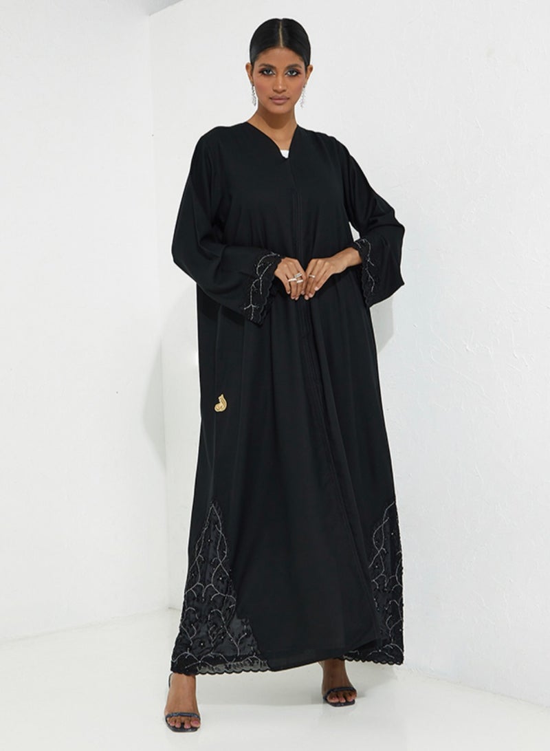 Rosette Abaya Abaya with sides Danteil  embroidery & sleeves - Image 3