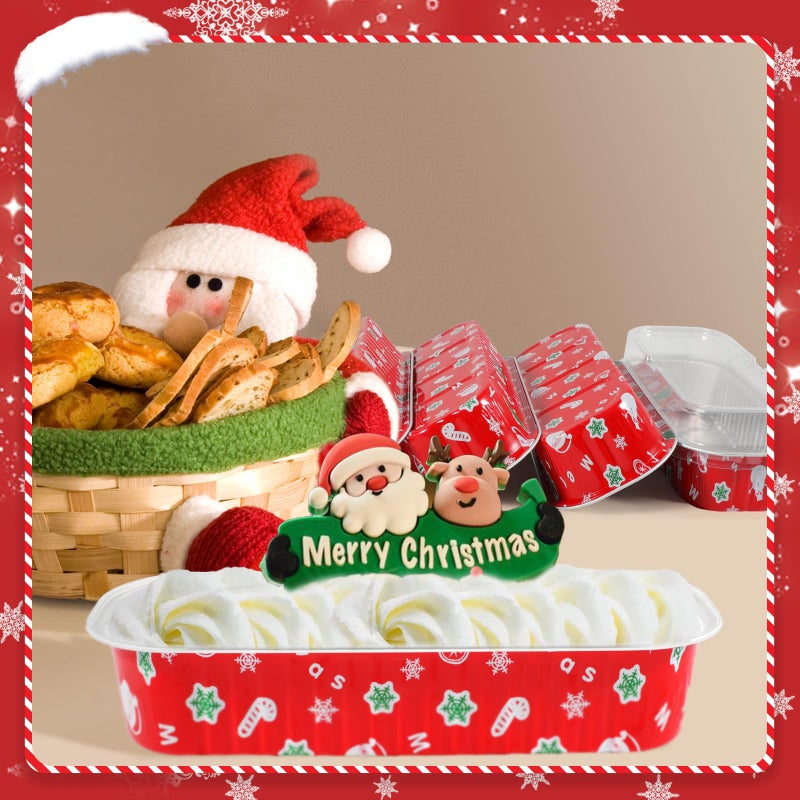 ylnurac 100Pack Christmas Mini Loaf Pans with Lids Mini Cake Pans with Lids and Spoons, 6.8Oz Aluminum Foil Pans Tins, Individual Dessert Cups Containers for Sales,Party,Picnics - Image 3