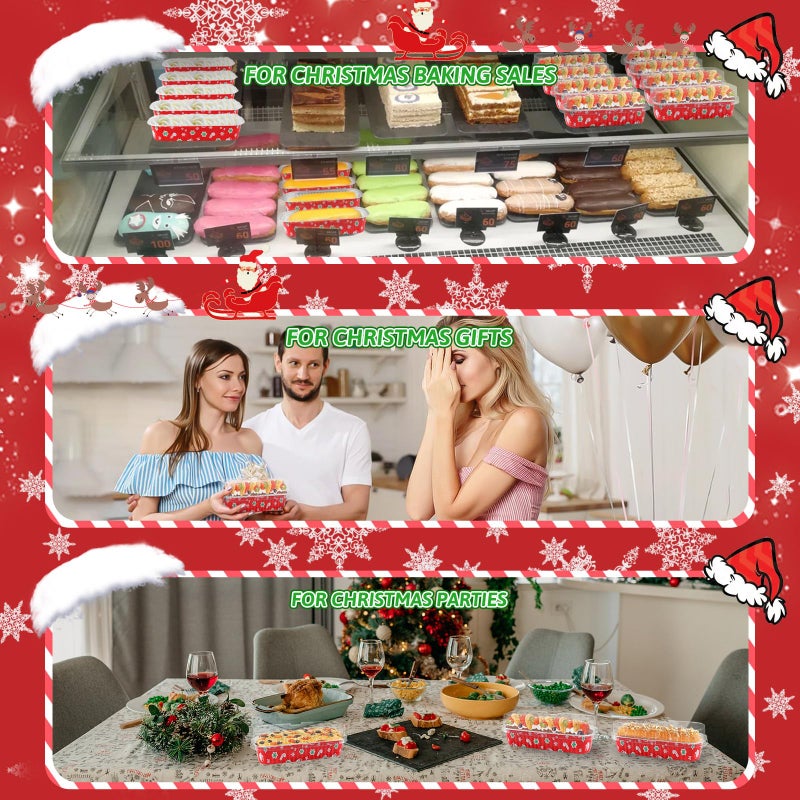 ylnurac 100Pack Christmas Mini Loaf Pans with Lids Mini Cake Pans with Lids and Spoons, 6.8Oz Aluminum Foil Pans Tins, Individual Dessert Cups Containers for Sales,Party,Picnics - Image 5