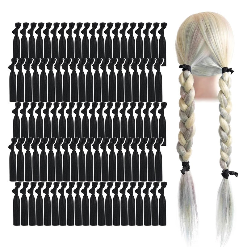 MEEDEE Hair Ties Pack 100 Black No Crease Soft Knotted Ribbon Ties for Women  Ouchless No Damage Suitable for Ponytails Yoga and Bracelets