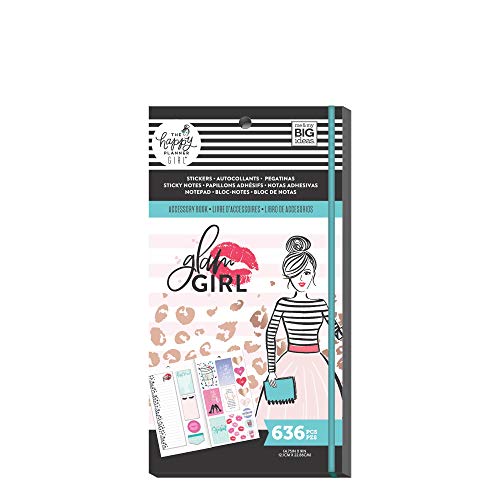 me my BIG ideas Accessory Book Bundle The Happy Planner Scrapbooking Supplies Glam Girl Theme 4 Sticky Note Pads 1 ListPad MultiColor Gold Foil Stickers 20 Sheets 636 Stickers Total