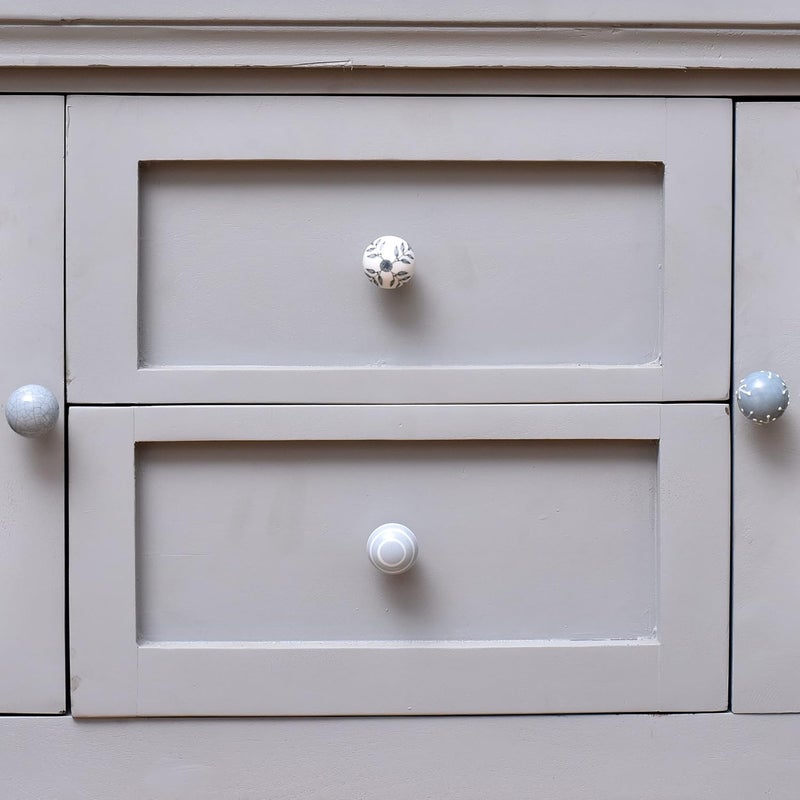 Indian-Shelf Gray Ceramic Cabinet Knobs Dresser Knobs 6 Pack Drawer Pulls Vintage Knobs Decorative Knobs Gray Drawer Knobs Kitchen Cabinet Knobs Knobs Pulls Gray White Cabinet Pulls Door Handles 1  - Image 2
