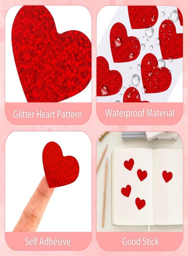 ChicQuench Heart Stickers, Valentines Stickers for Kids, 1.5 Inch 240PCS Glitter Red Large Heart Shaped Sticker, Self-Adhesive Decorative Love Heart Sticker Decal Labels for Valentine's Day Classroom Kids Reward - Image 4