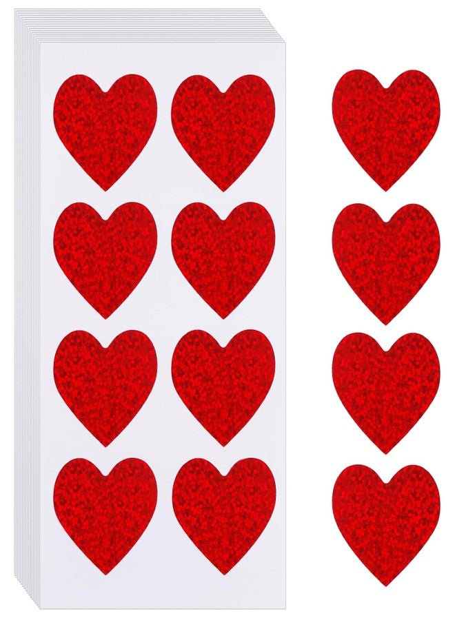 ChicQuench Heart Stickers, Valentines Stickers for Kids, 1.5 Inch 240PCS Glitter Red Large Heart Shaped Sticker, Self-Adhesive Decorative Love Heart Sticker Decal Labels for Valentine's Day Classroom Kids Reward - Image 1