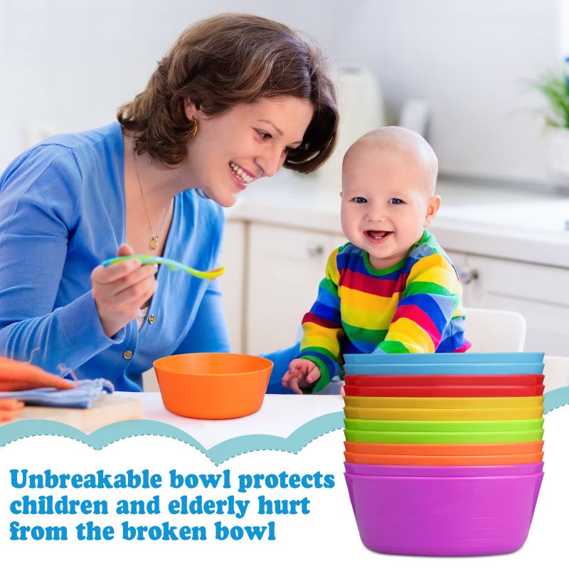 Foaincore Foaincore Kids Plastic Bowls Plastic 10 oz Cereal Bowls Snack Bowls Kids Bowls Microwave Dishwasher Safe Toddler Bowls Colorful Snack Bowls Small Children Bowl Salad Dessert Soup Bowls  6 Color  - Image 4