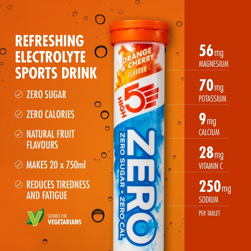 High5 ZERO Electrolyte Tablet - Hydration Tablets Enhanced with Vitamin C - 0 Calories & Sugar Free - Boost Hydration, Performance & Wellness - Orange & Cherry, 160 Tablets (20x, Pack of 8) - Image 3