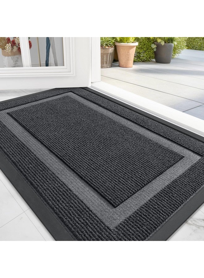 OLANLY Front Door Mat Indoor Outdoor Entrance, Waterproof All-Season, All-Weather Doormat, Sturdy Natural Rubber, Fade Resistant, Low Profile, Easy Clean Patio Porch Entryway Mat, 36x24, Grey - Image 1