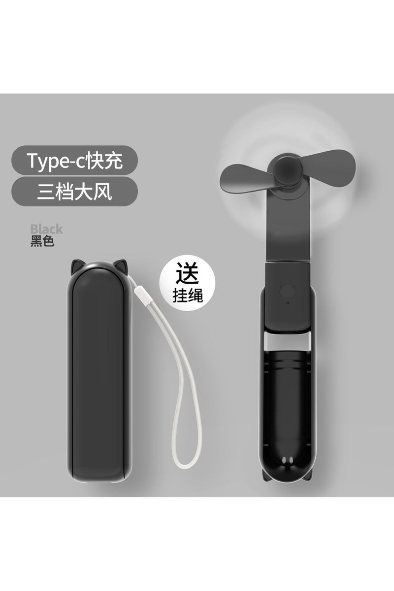 Handheld Mini Fan, 3 IN 1 USB Rechargeable Portable Fan [12-19 Working Hours] with Power Bank, Flashlight, Pocket Design for Travel/Summer/Concerts/Lash, Gifts for Women （Black） - Image 1