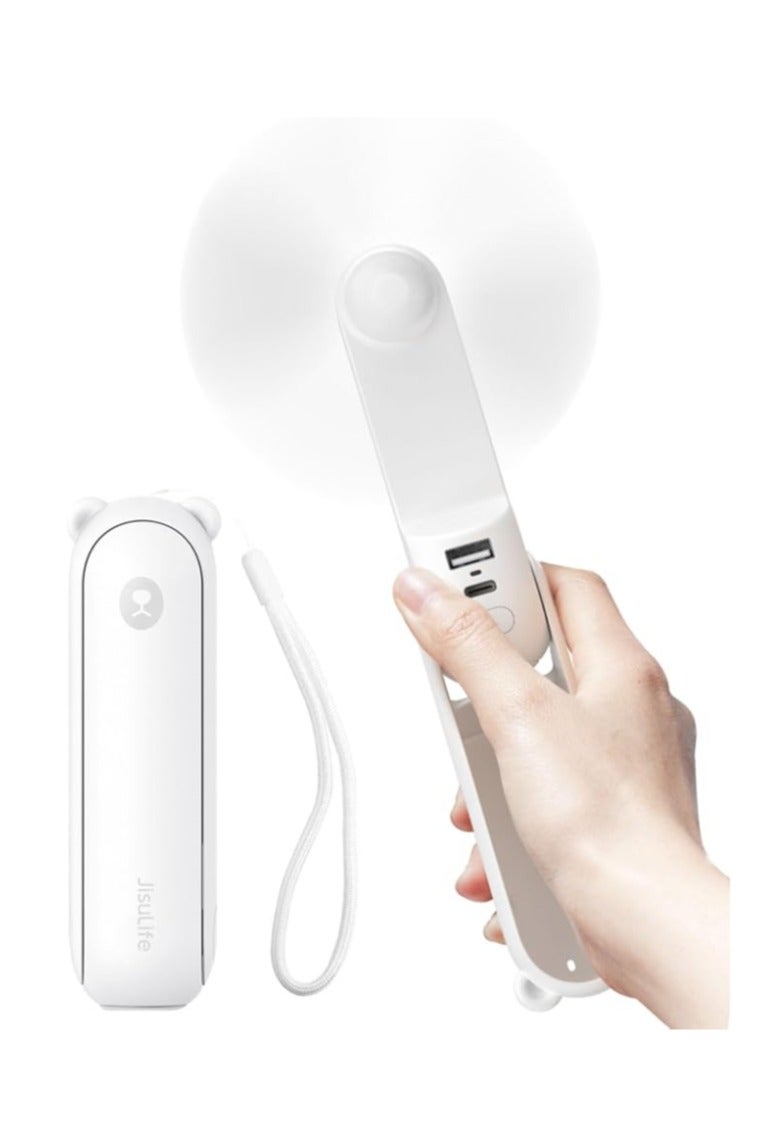 Handheld Mini Fan, 3 IN 1 USB Rechargeable Portable Fan [12-19 Working Hours] with Power Bank, Flashlight, Pocket Design for Travel/Summer/Concerts/Lash, Gifts for Women （Black） - Image 2