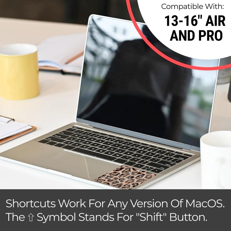 Synerlogic ملصق فينيل اختصارات لوحة المفاتيح لنظام Mac OS بدون بقايا، متوافق مع MacBook Air/Pro 13-16 بوصة و iMac و Mac mini (نمط الفهد) - Image 5
