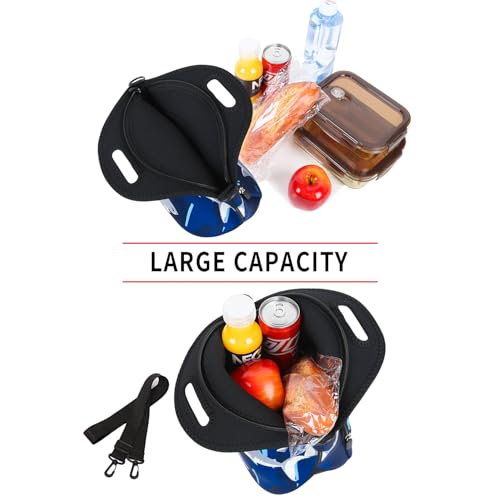 Violet Mist Blue Neoprene Lunch Bags Tote Large Insulated Lunch Containers Waterproof Thermal Lunch Box with Pocket Adjustable Shoulder Strap Reusable Bento Bag for Men Adult Picnic Work Travel, Shark - Image 4