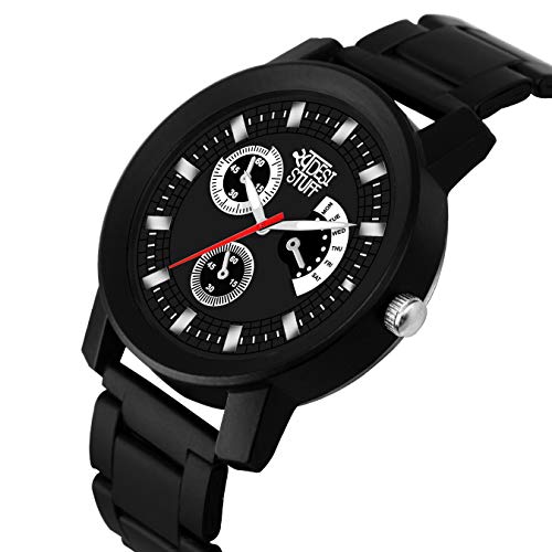 SWADESI STUFF Analogue Black Dial Black Metal Strap Watch for Men and Boy - Image 2