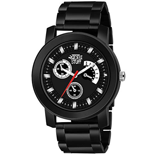 SWADESI STUFF Analogue Black Dial Black Metal Strap Watch for Men and Boy - Image 1