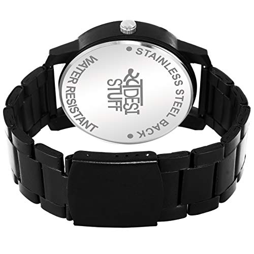 SWADESI STUFF Analogue Black Dial Black Metal Strap Watch for Men and Boy - Image 5