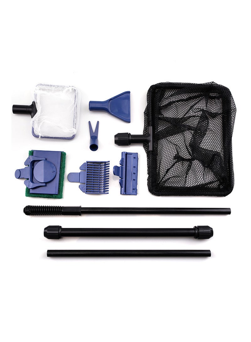 KASTWAVE Aquarium Fish Tank Cleaning Tool Set, SYOSI Glass Fish Tank Fishing Net Algae Moss Scraper, 6-in-1 with Fish Net, Algae Scraper, Spoon Net, Gravel Rake, Plant Fork, Clean Sponge Aquarium Cleaning - Image 1