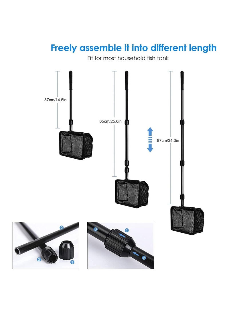 KASTWAVE Aquarium Fish Tank Cleaning Tool Set, SYOSI Glass Fish Tank Fishing Net Algae Moss Scraper, 6-in-1 with Fish Net, Algae Scraper, Spoon Net, Gravel Rake, Plant Fork, Clean Sponge Aquarium Cleaning - Image 3