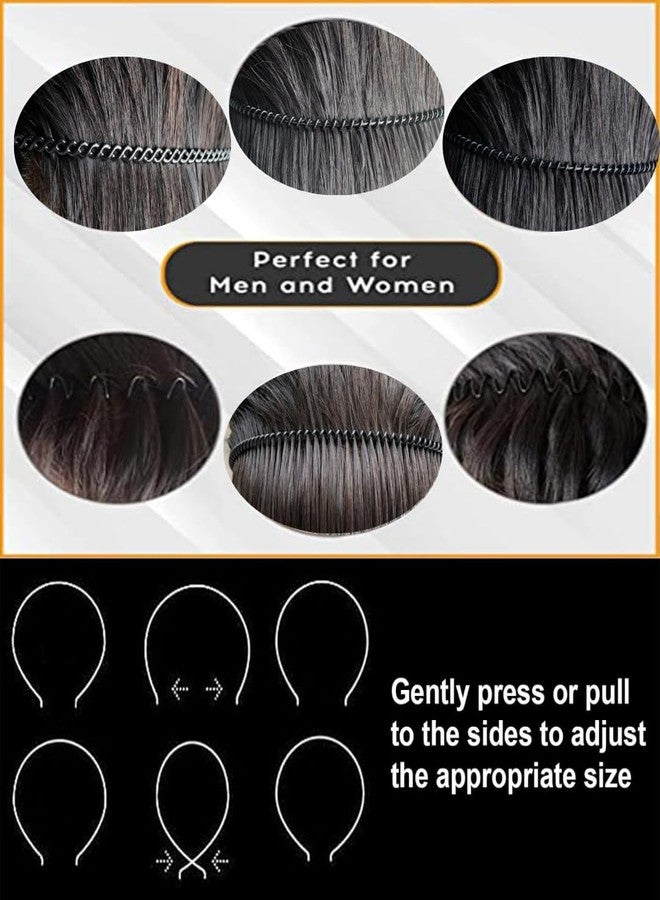 KLNEEDS Black Metal Hair Band for Men - 10 Pcs Thin Wavy Non-Slip Adjustable Headbands for Women & Boys, Sports, Gym, Yoga, Running & Face Wash - Image 4