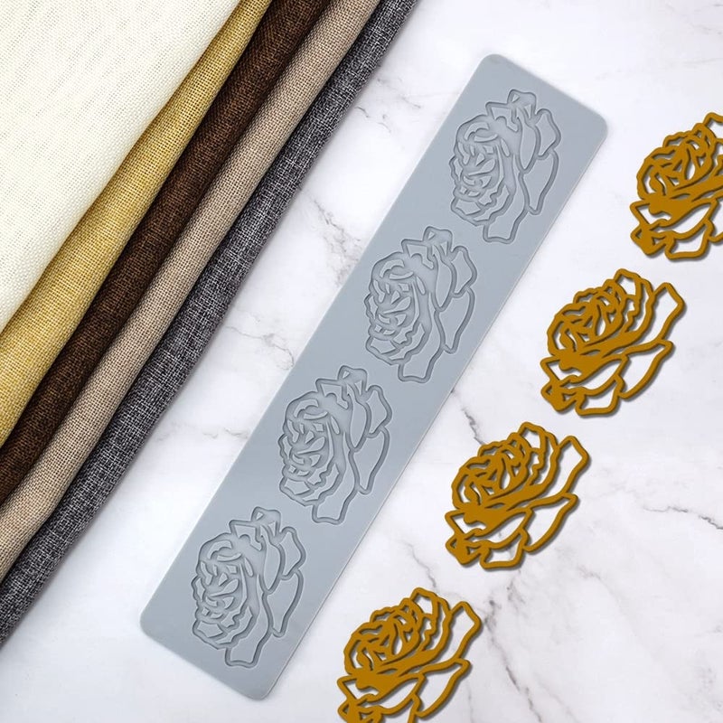 TUKE 3D Leaves Silicone Molds Flower Cake Fondant Mat Bee Leaf Pastry Moulds Rose Impression Chocolate Hollow Lace Mold (Rose_13x2.8x0.12inch_E) - Image 4